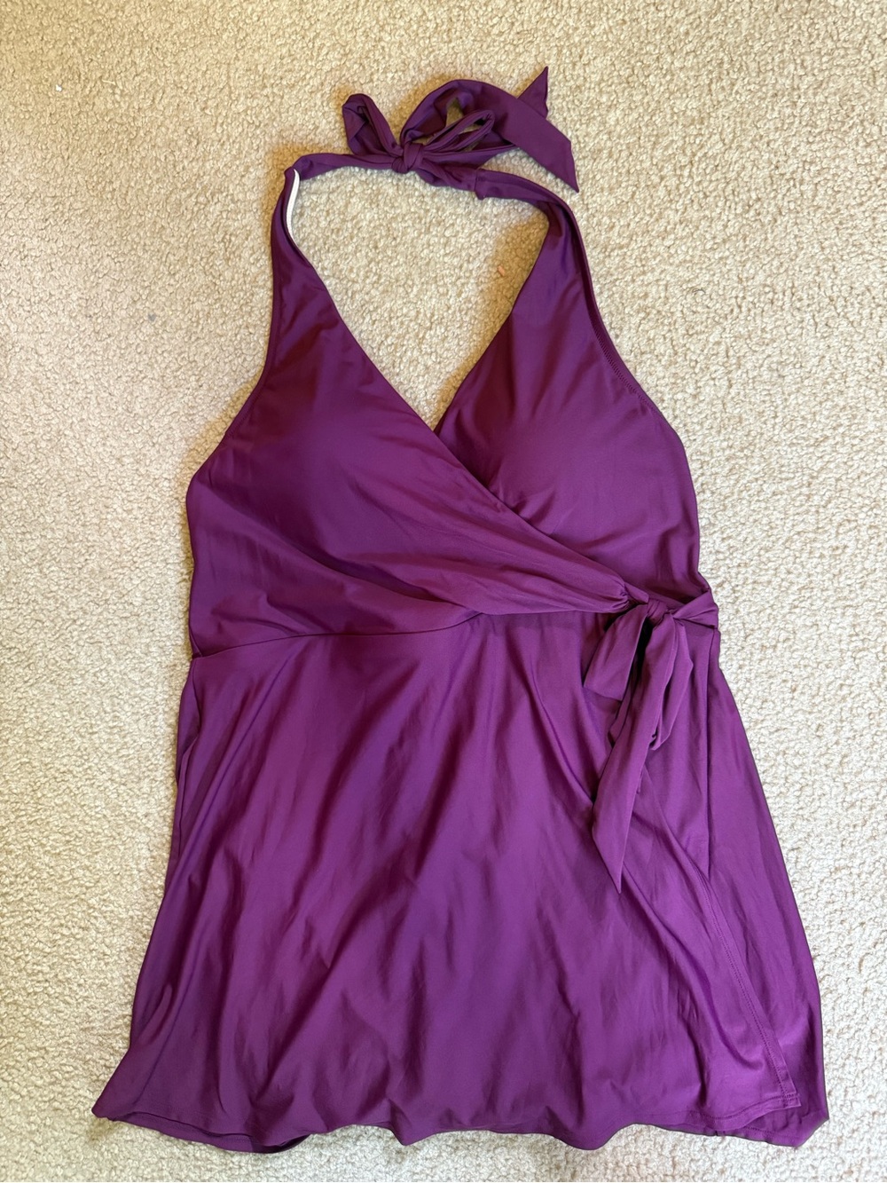 J. Crew Plum Halter Wrap Swim Dress